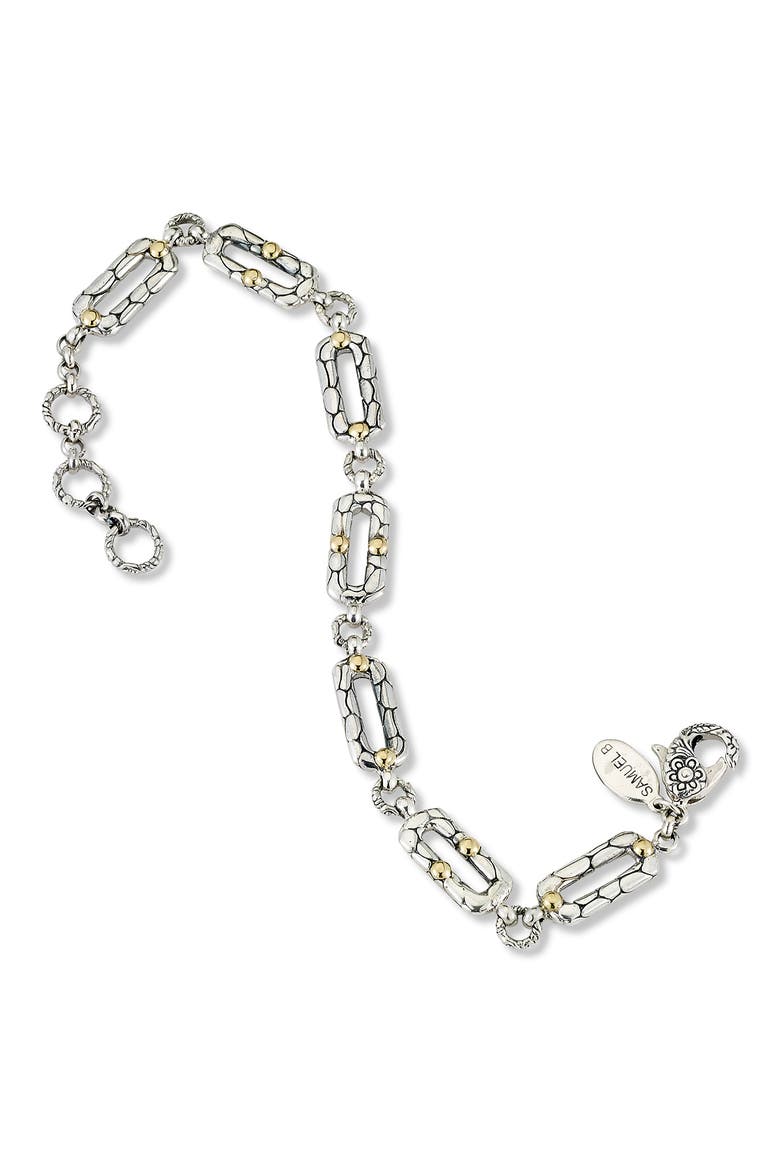 Sterling Silver & 18K Yellow Gold Paperclip Bracelet, Alternate, color, SILVER AND GOLD