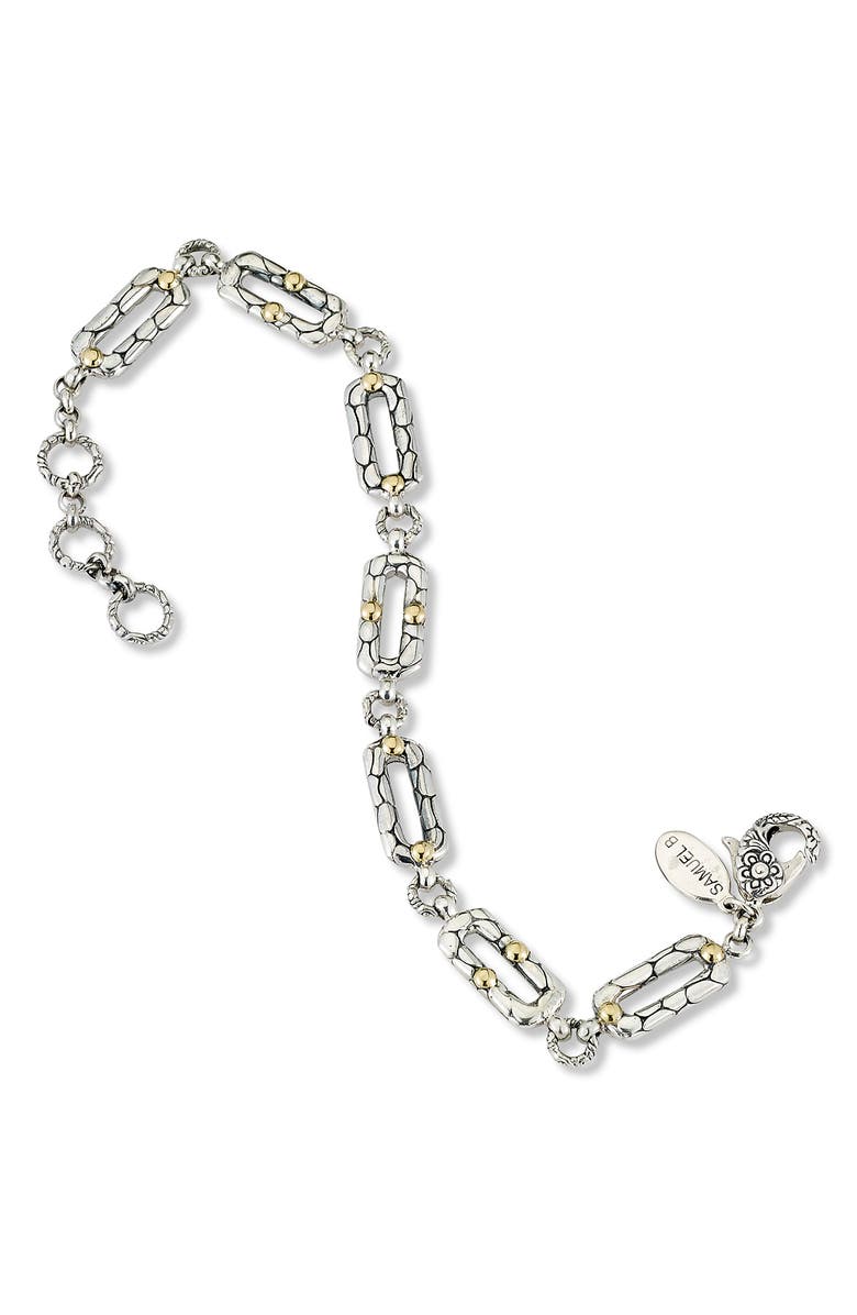 SAMUEL B. Sterling Silver & 18K Yellow Gold Paperclip Bracelet, Alternate, color, Silver And Gold