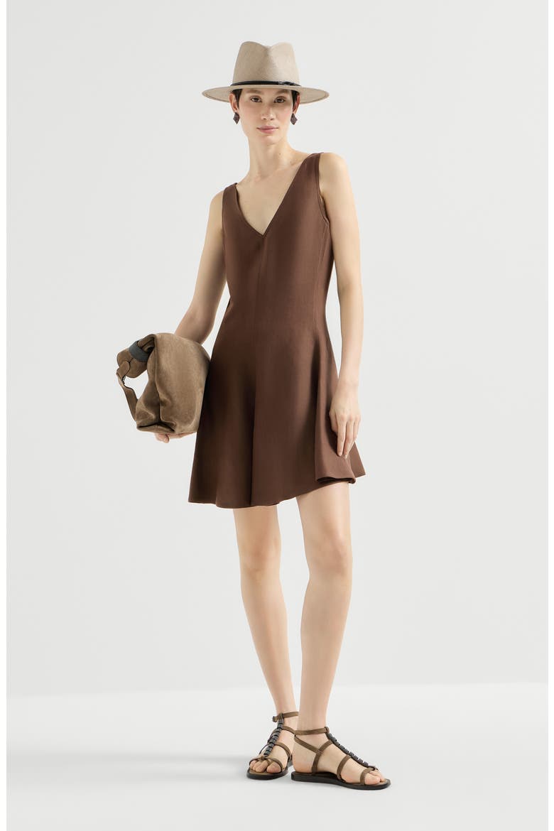 Fluid twill mini dress, Alternate, color, Cocoa