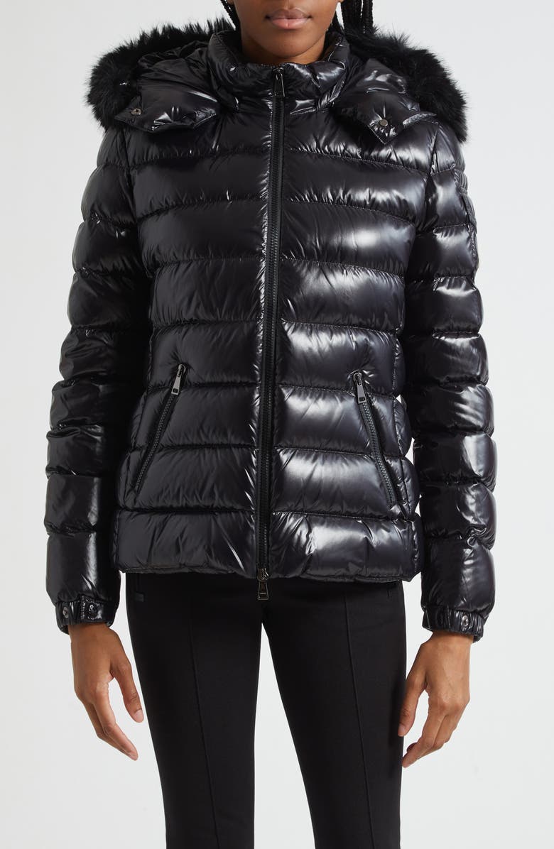 Moncler Badyf Down Jacket with Removable Hood & Removable Faux Fur Trim, Main, color, Black