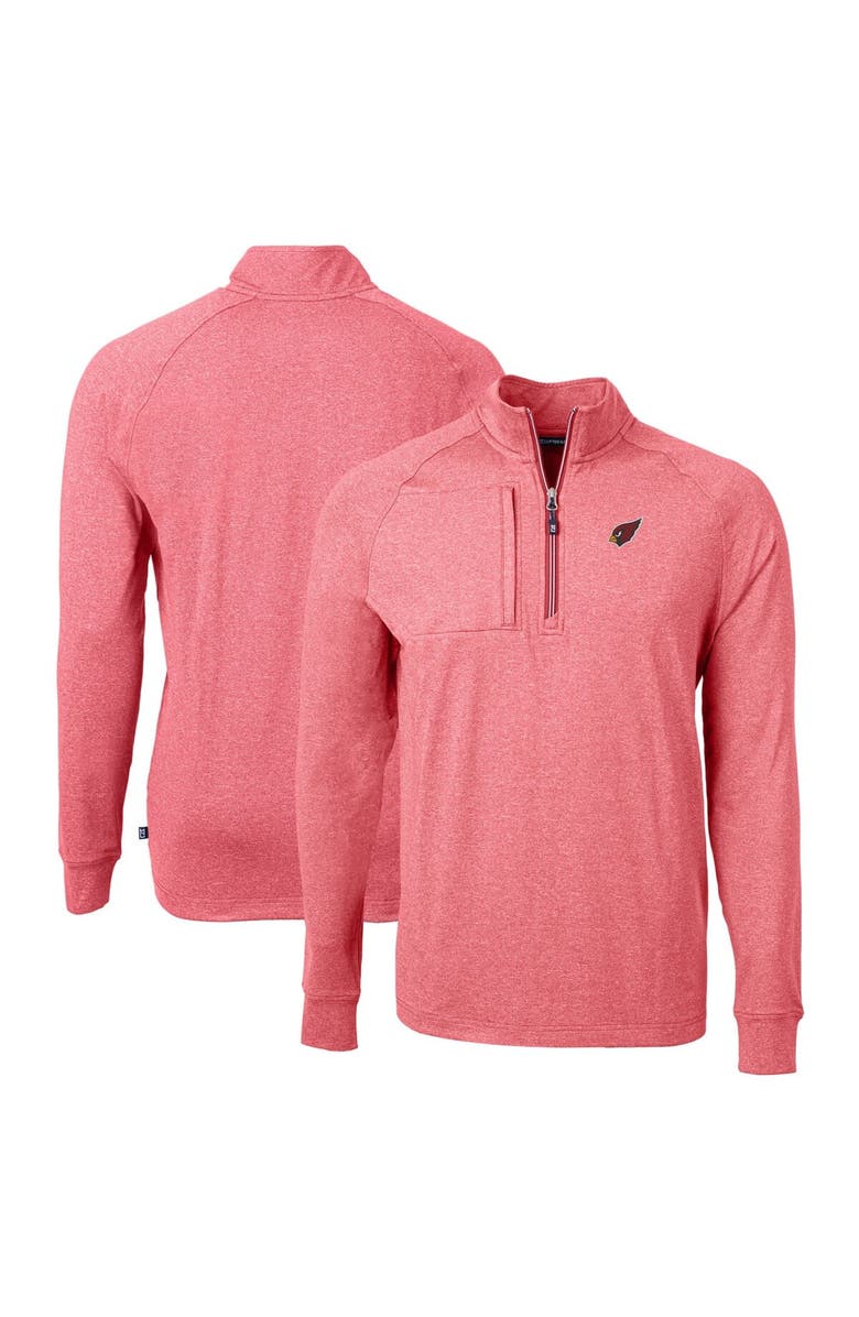 Cutter & Buck Men's Cutter & Buck  Heather Red Arizona Cardinals  Big & Tall Adapt Eco Knit Quarter-Zip Pullover Top, Main, color, 