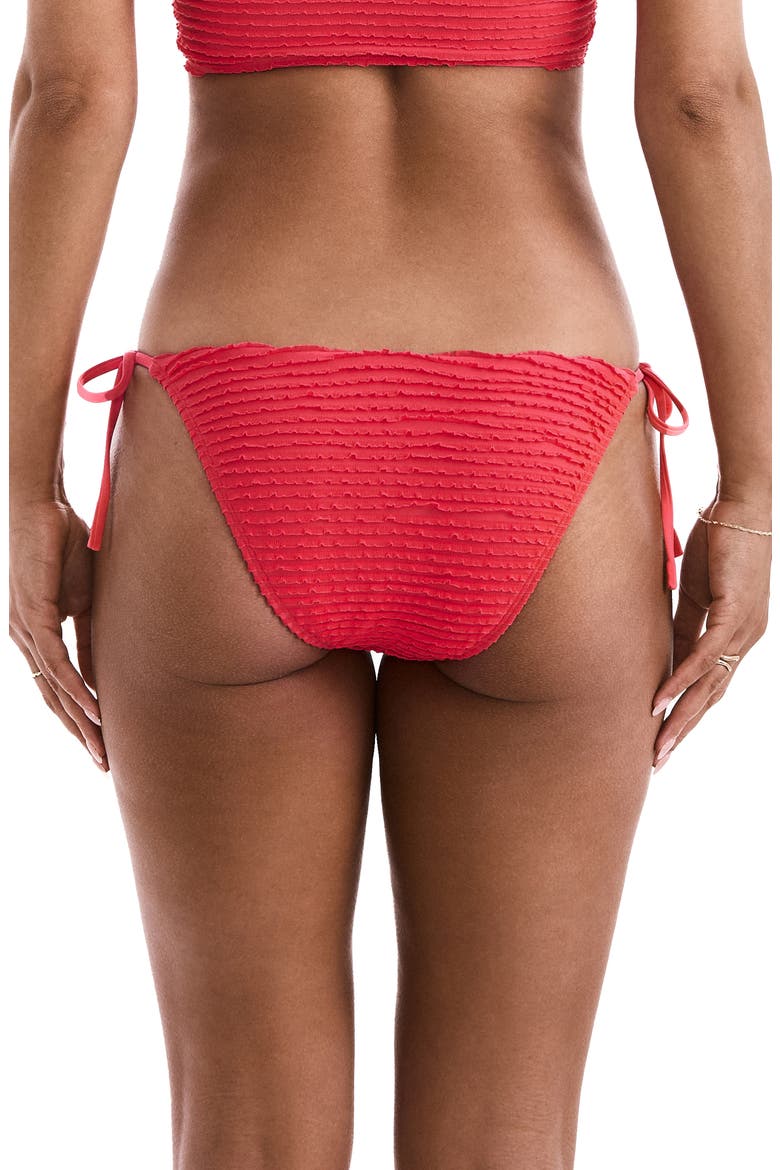 Peyton Ruffle Side Tie Bikini Bottoms, Alternate, color, HOT CORAL