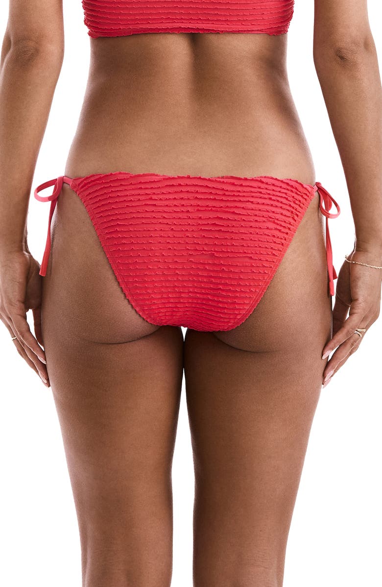 Mimi Flamingo Peyton Ruffle Side Tie Bikini Bottoms, Alternate, color, Hot Coral