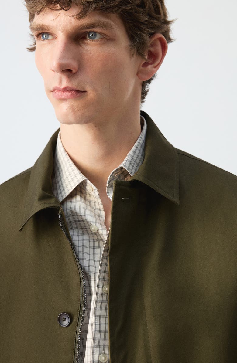 MANGO Water Repellent Cotton Twill Jacket, Alternate, color, Olive Green