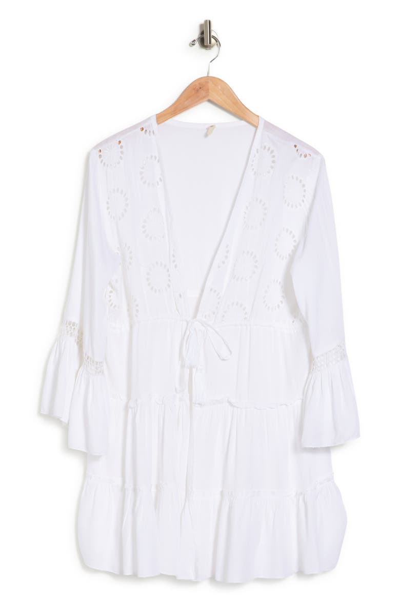 Open Front Eyelet Lace Cover-Up, Alternate, color, WHITE