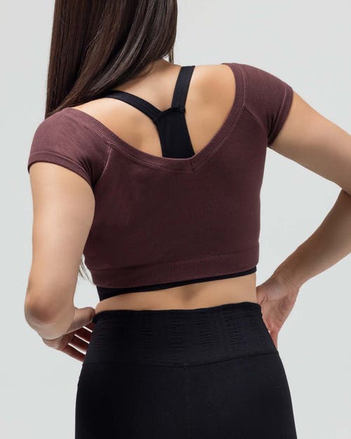 Reformer Ribbed Cap Sleeve Crop Top In Brown