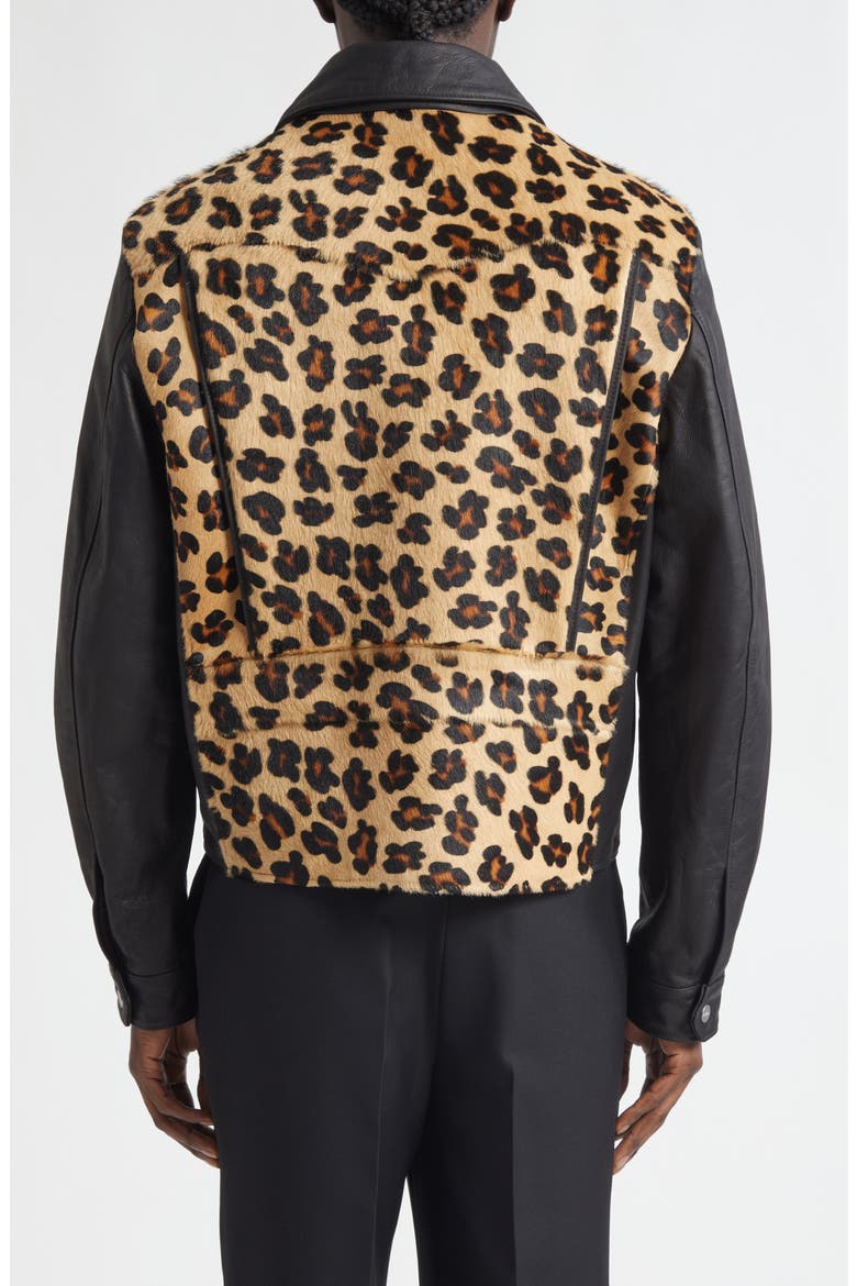 Phreak Genuine Calf Hair & Leather Jacket, Alternate, color, BLACK/ LEOPARD
