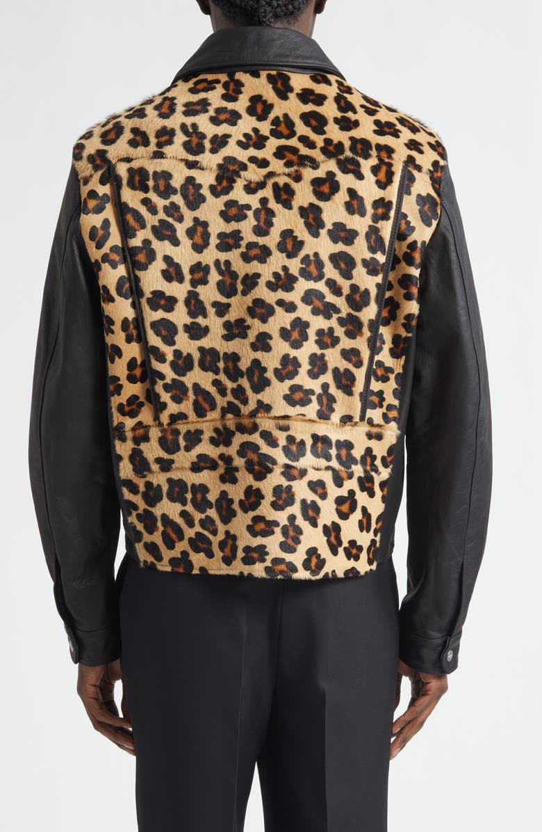 Second Layer Phreak Genuine Calf Hair & Leather Jacket, Alternate, color, Black/ Leopard