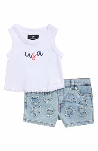 7 For All Mankind Lettuce Edge Tank & Star Appliqué Shorts Set