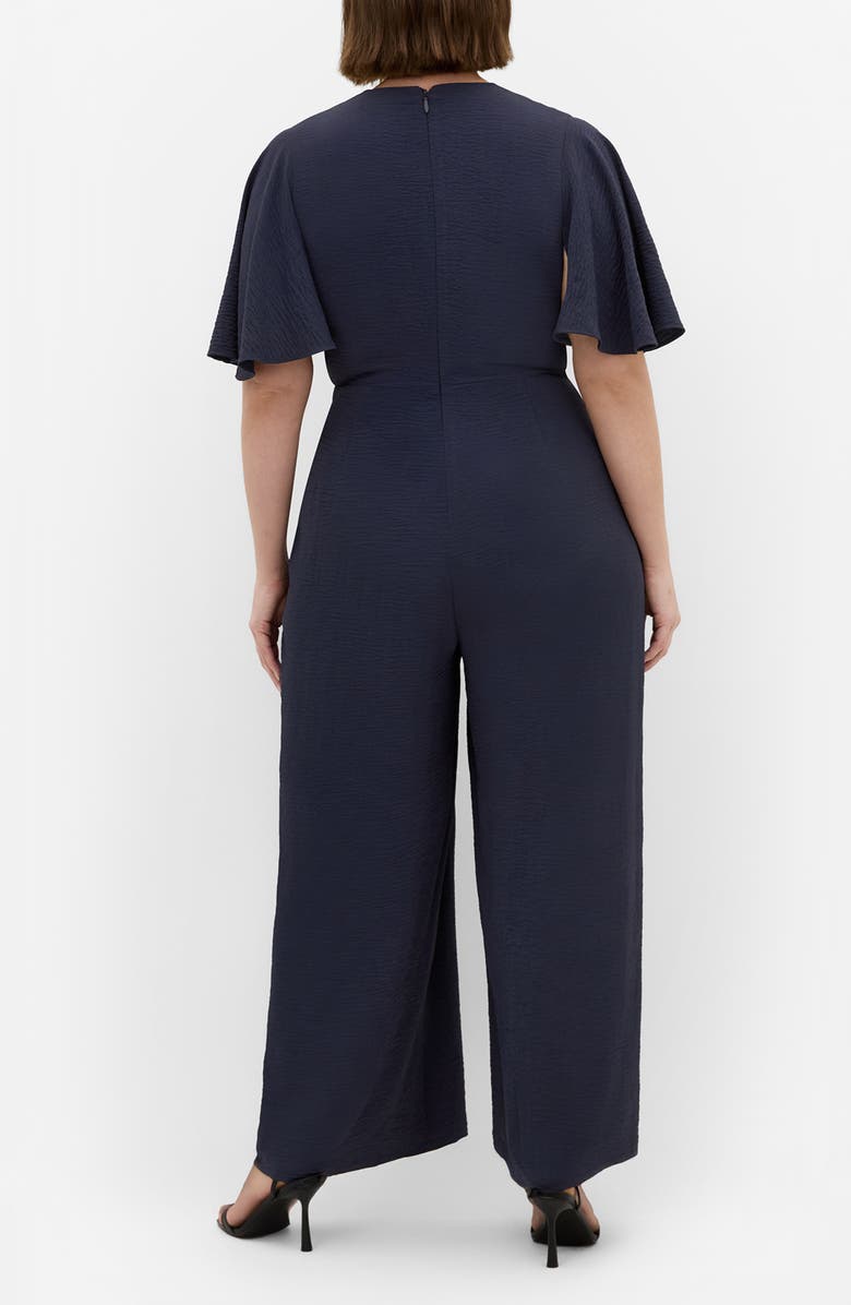 City Chic Braelynn Short Sleeve Jumpsuit, Alternate, color, Navy