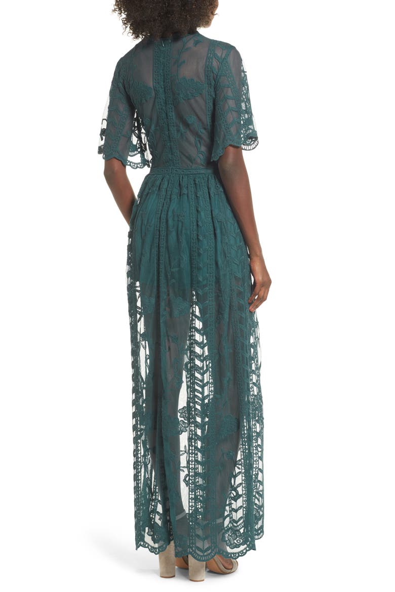 Lace Overlay Romper, Alternate, color, TEAL