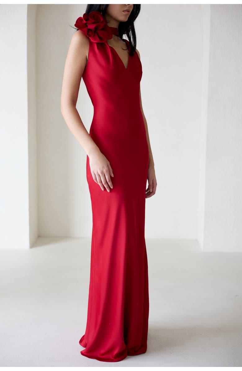 Vasiliki Luna Silky Bias Cut Dress in Assouline Red, Alternate, color, Assouline Red