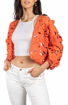 Floral Lace Cutout Bolero Cardigan