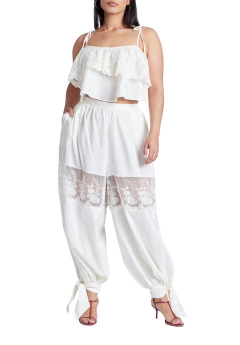 Balloon Pant With Lace And Tie Hem