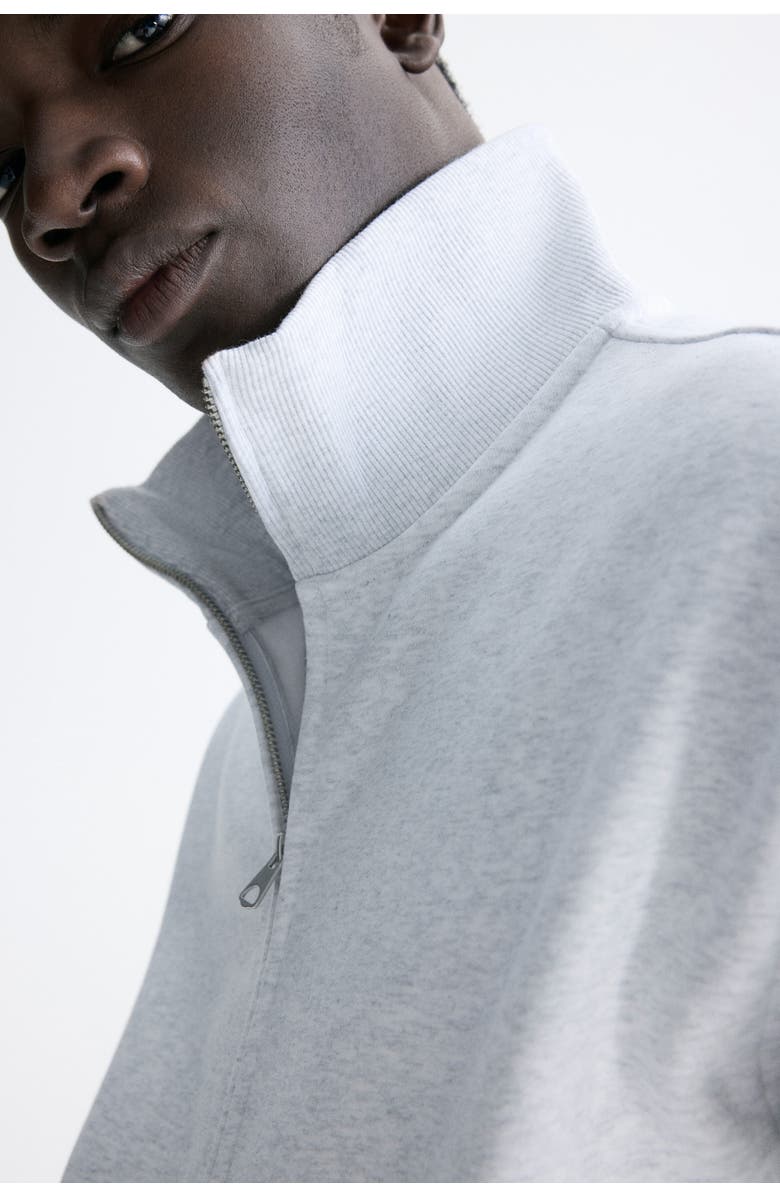 H&M Loose Fit Boxy Zip-through Sweatshirt, Alternate, color, Light Gray Melange