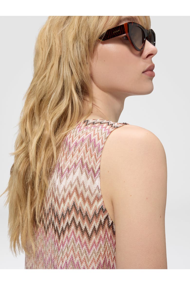 Sleeveless Viscose Top With Snake Motif, Alternate, color, Pink & Multicoloured