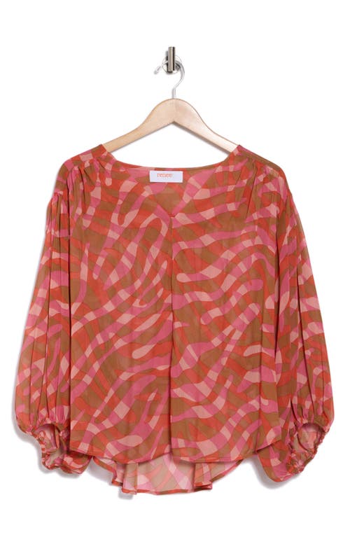 Renee C Women's Semi Sheer Print Blouse In Rust
