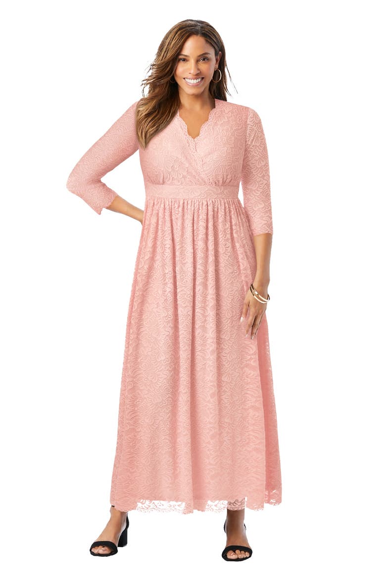 Stretch Lace Maxi Dress, Main, color, SOFT BLUSH