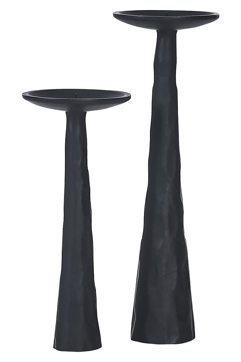 Tilde Set of 2 Pillar Candle Holders, Main, color, MATTE BLACK