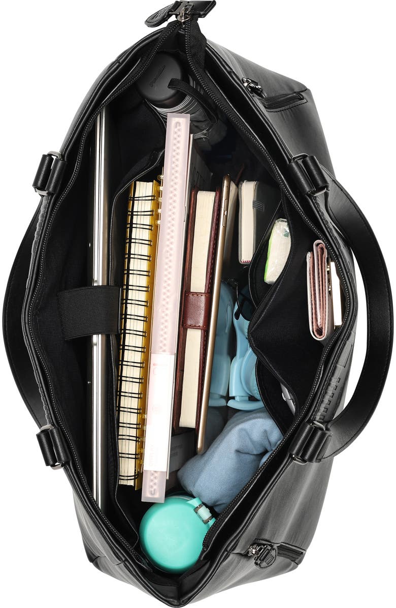 ELLE Roamer 24L Vegan Leather Weekender Duffel Bag, Alternate, color, Black