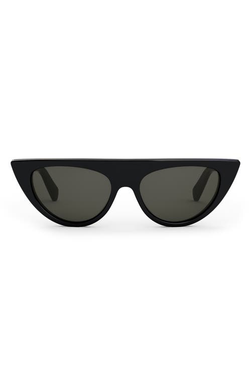 Celine 56mm Geometric Sunglasses In Shiny Black/smoke