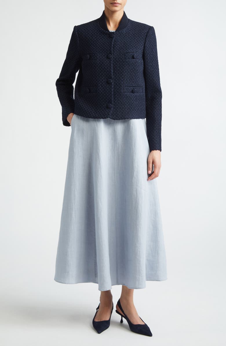 Eleventy Bouclé Knit Bomber Jacket, Alternate, color, 11 Blue