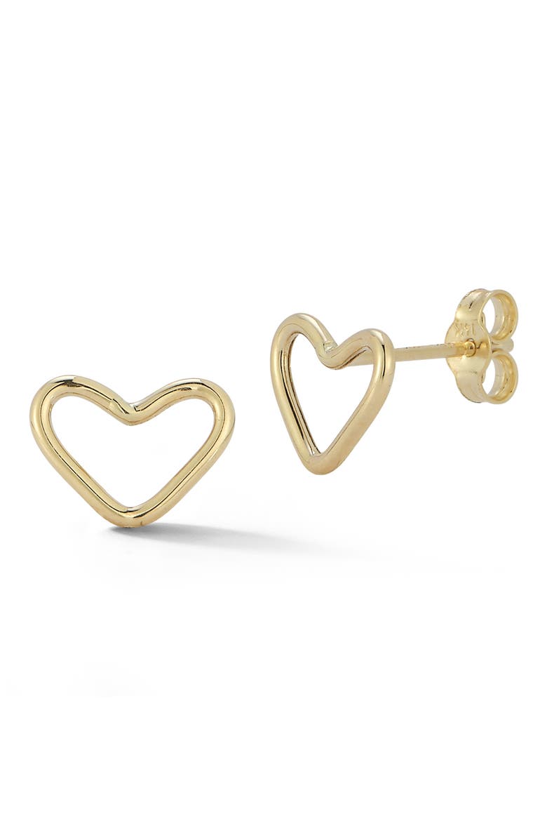 14K Gold Heart Stud Earrings, Main, color, 14K GOLD