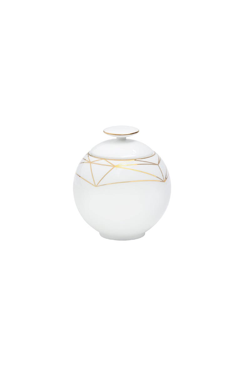 Gem Cut Gold Sugar Bowl, Main, color, White