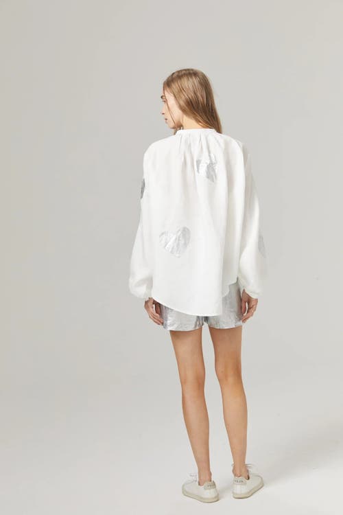 Lanhtropy Cupid Metallic Linen Shirt In Silver