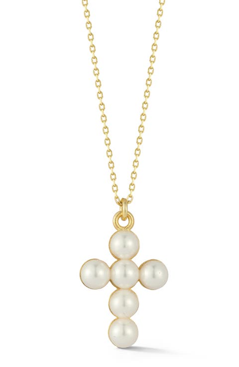 Cultured Pearl Cross Pendant Necklace
