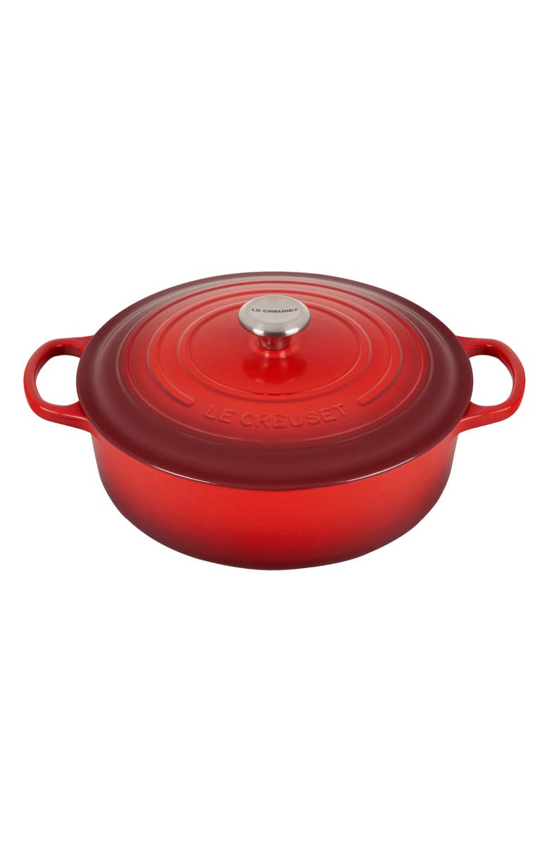 Le Creuset Signature 6 3/4-Quart Round Wide French/Dutch Oven, Main, color, Cerise