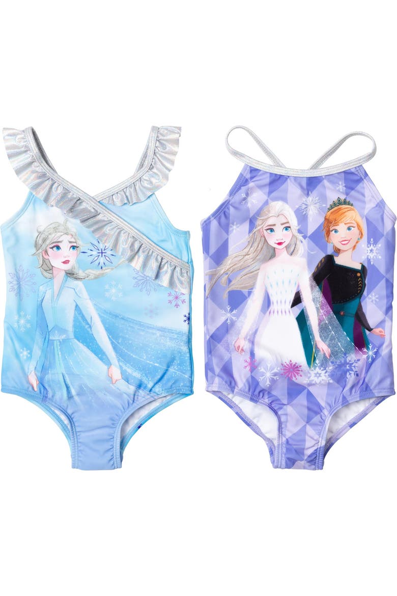 Frozen One Piece Swimwear, Main, color, Blue Purple Elsa Anna