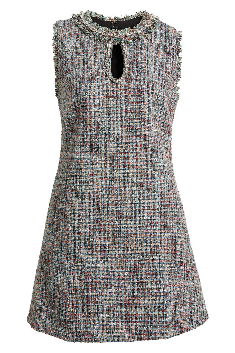 Embellished Tweed Shfit Minidress, Alternate, color, MULTI COLORED TWEED