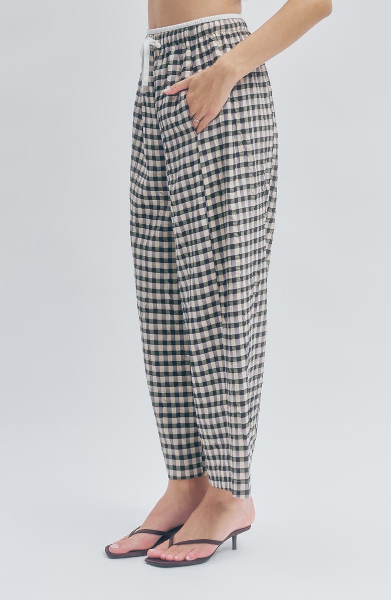 MAUDE CLUB Ari Gingham Ankle Wide Leg Pants, Alternate, color, Black Sand Gingham