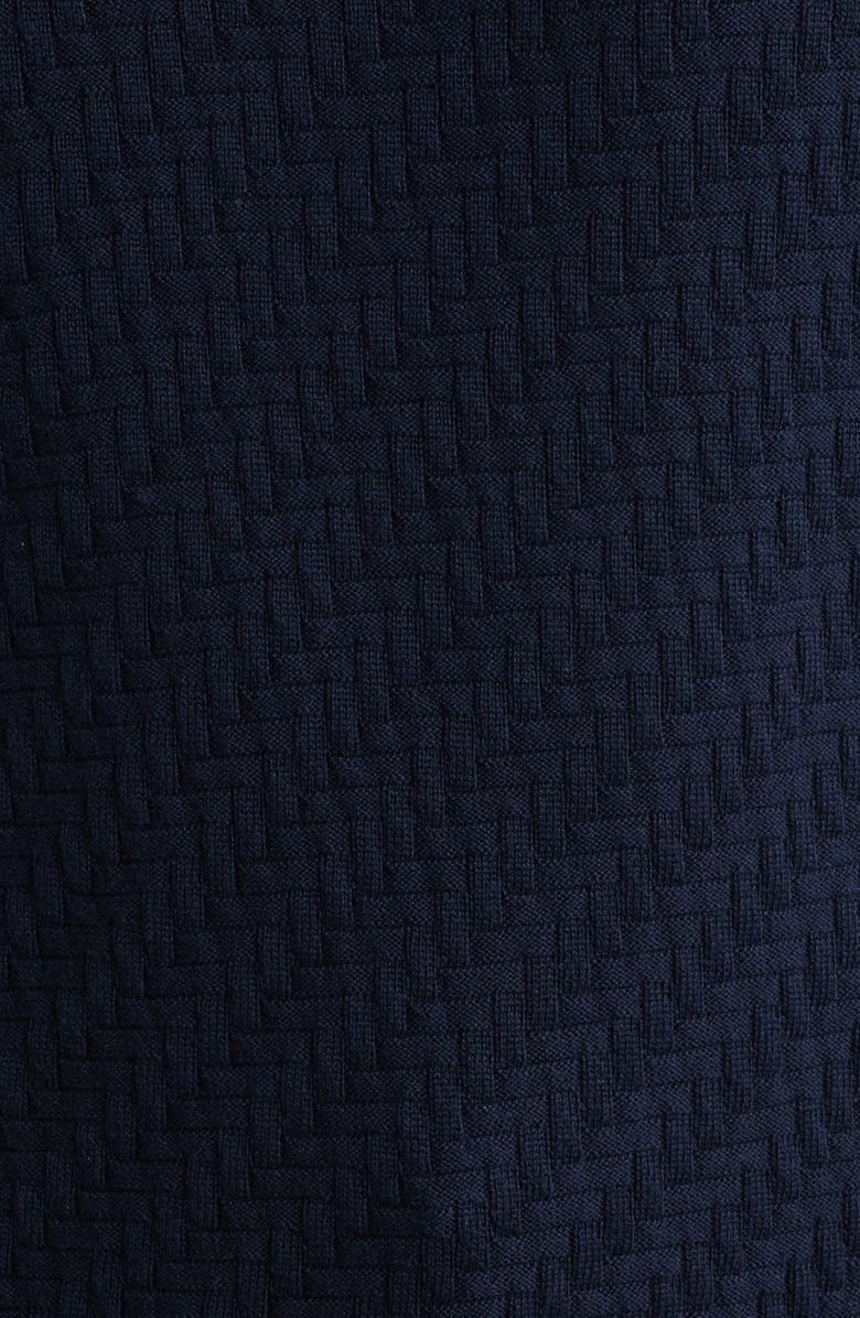 Aurélien Basket Weave Stitch Long Sleeve Cashwool<sup>®</sup> Quarter Zip Polo Sweater, Alternate, color, Navy