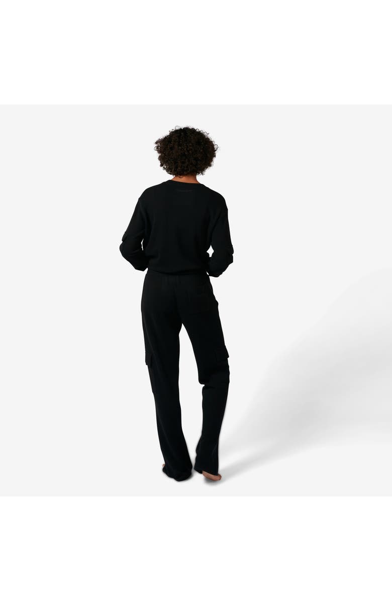 TomboyX Modal Cloud Waffle Cargo Pant, Alternate, color, Black Beauty