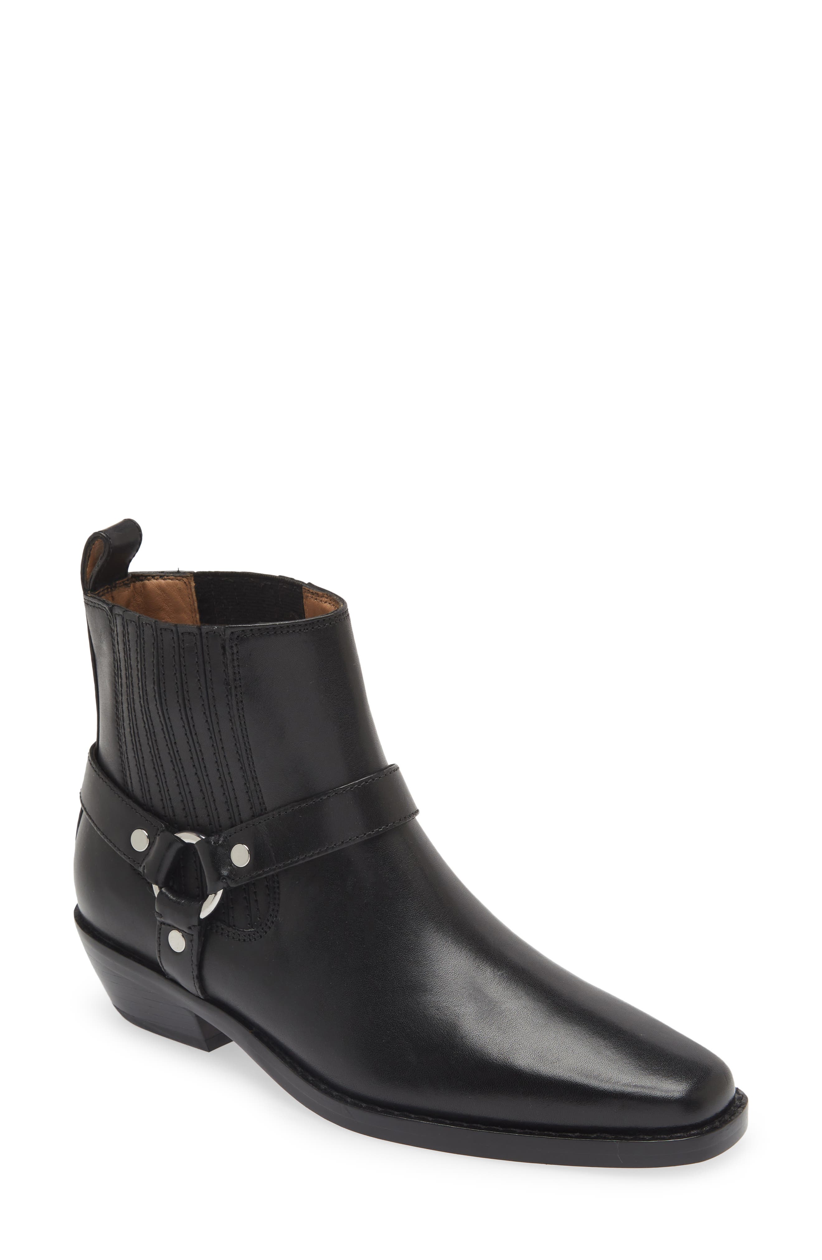 Madewell The Santiago Western Ankle Boot, Main, color, True Black