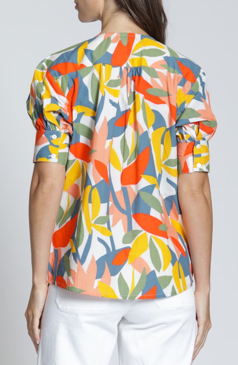 APNY Split Neck Top, Alternate, color, Orange Multi