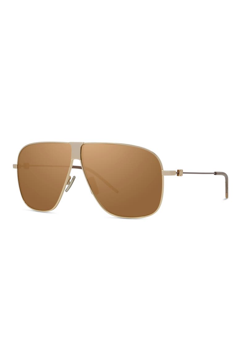 GV Speed 64mm Oversize Mirrored Pilot Sunglasses, Alternate, color, SHINY ENDURA GOLD / BROWN