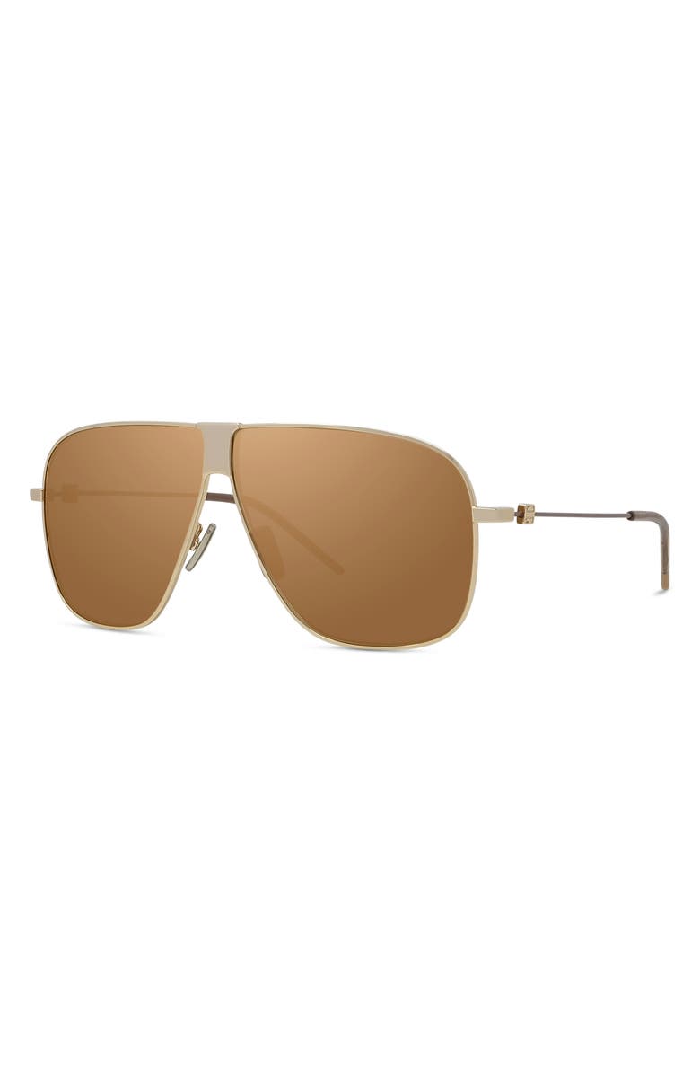 Givenchy GV Speed 64mm Oversize Mirrored Pilot Sunglasses, Alternate, color, Shiny Endura Gold / Brown