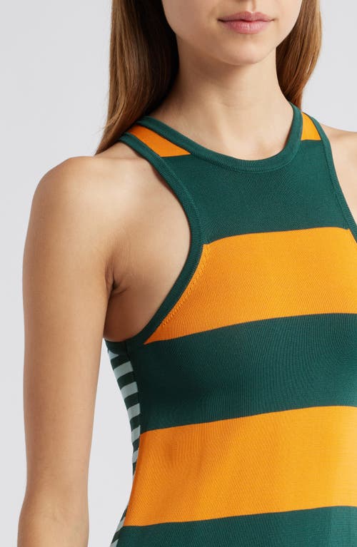 Solid & Striped The Oria Stripe Maxi Dress In Marmalade Evergreen/sky