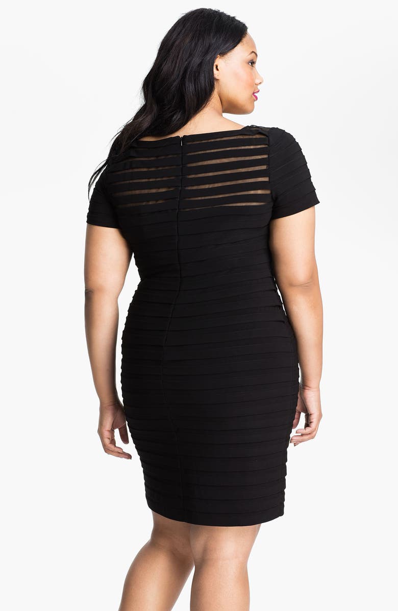 Adrianna Papell Illusion Bodice Pleated Jersey Sheath Dress, Alternate, color, 