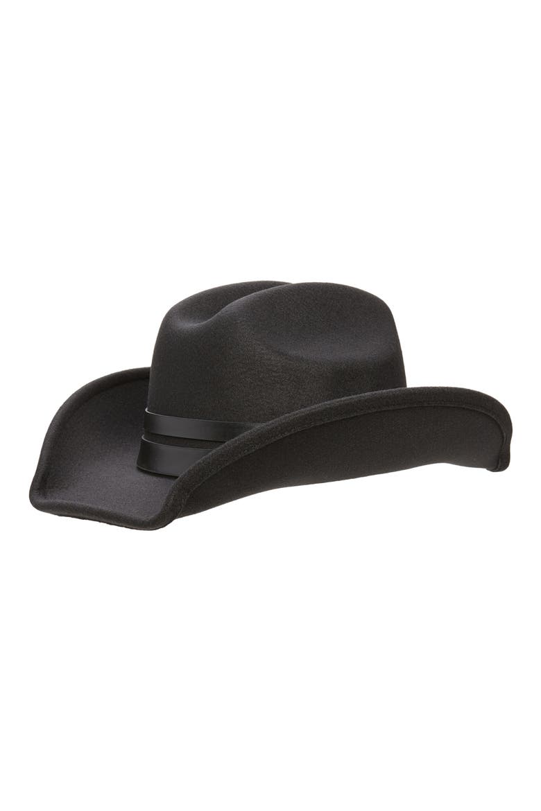 Trimmed Cowboy Hat, Main, color, BLACK