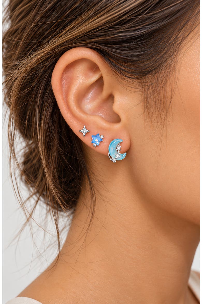 Celestial Set of 6 Stud Earrings, Alternate, color, SILVER