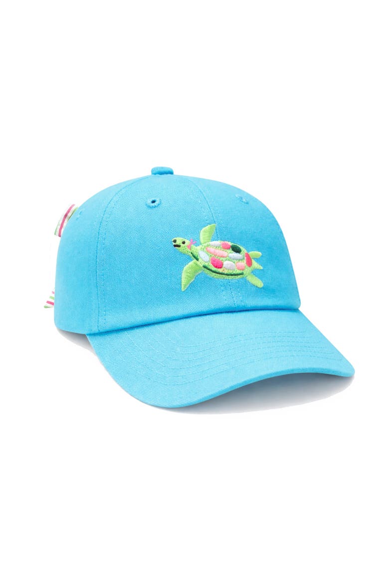Sea Turtle Bow Baseball Hat, Main, color, Aqua