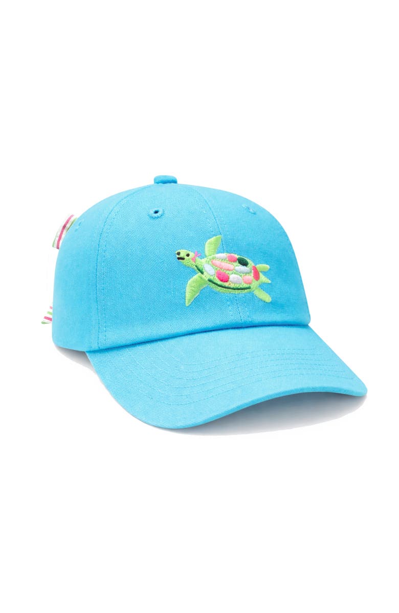 Bits & Bows Sea Turtle Bow Baseball Hat, Main, color, Aqua