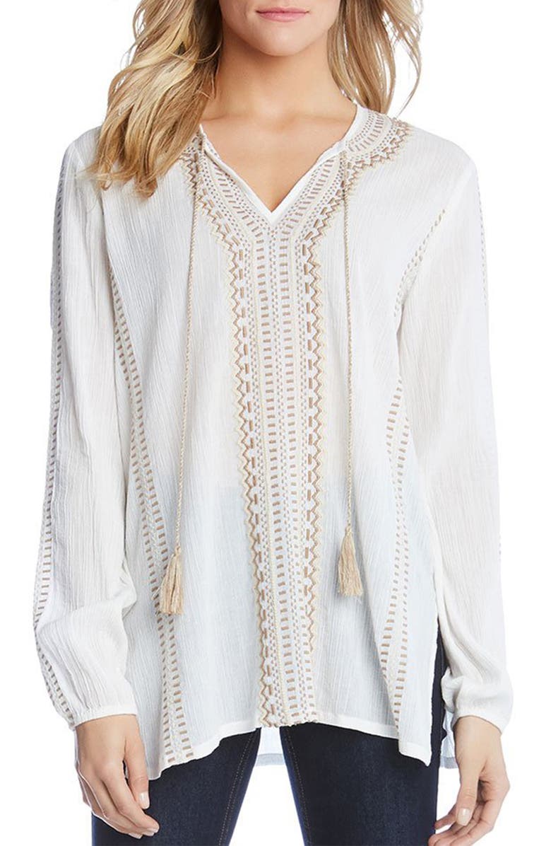 Karen Kane Embroidered Side Slit Tunic Top, Main, color,