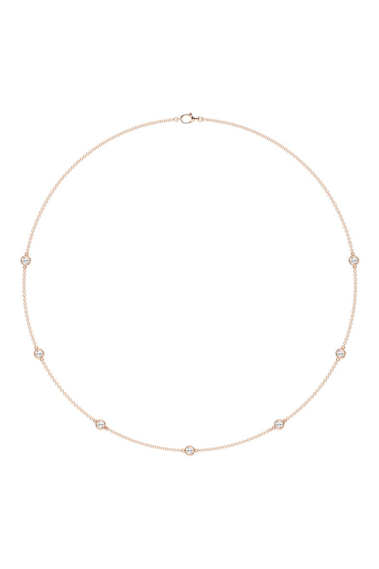 14K Rose Gold Near Colorless Lab Grown Station Chain Diamond Necklace, Alternate, color, PINK
