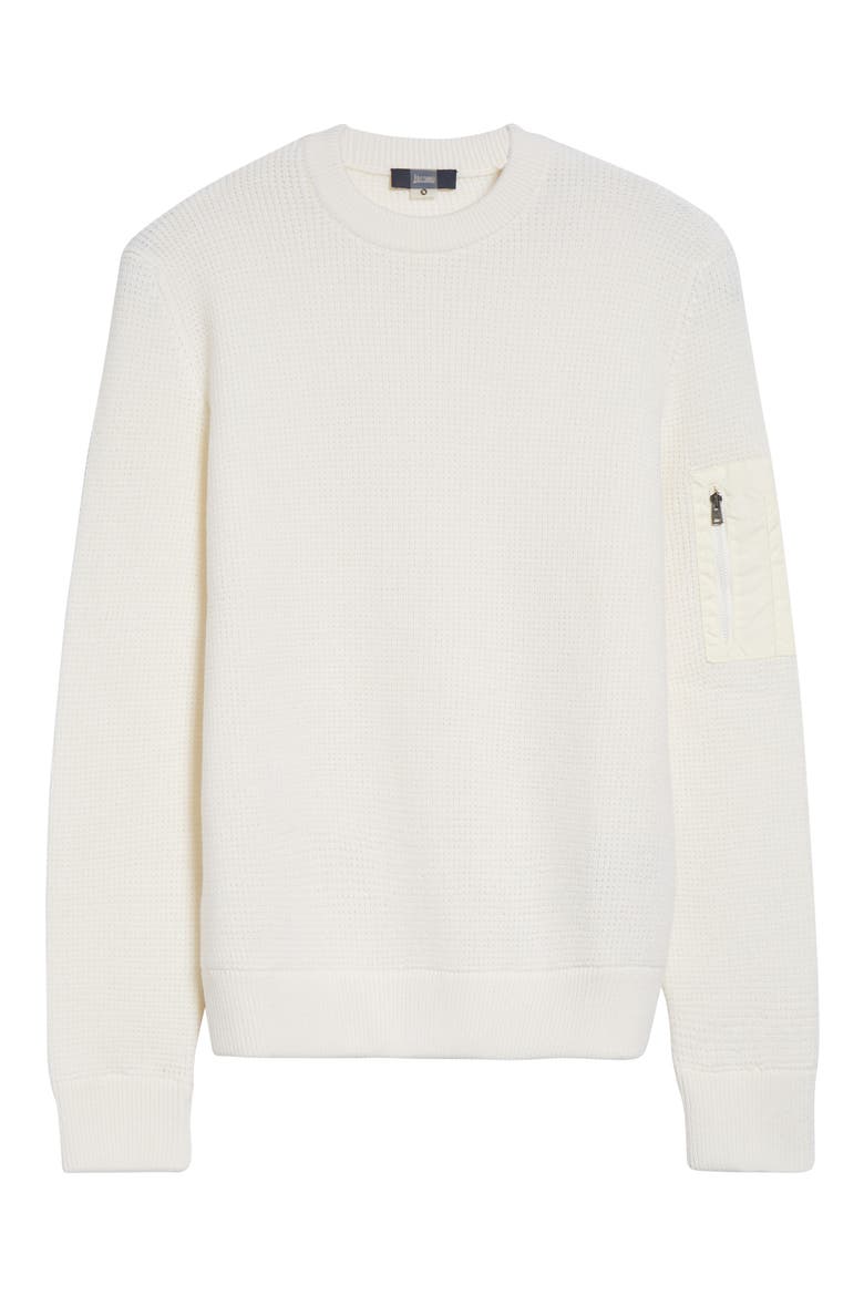 Waffle Stitch Merino Wool Sweater, Alternate, color, WHITE