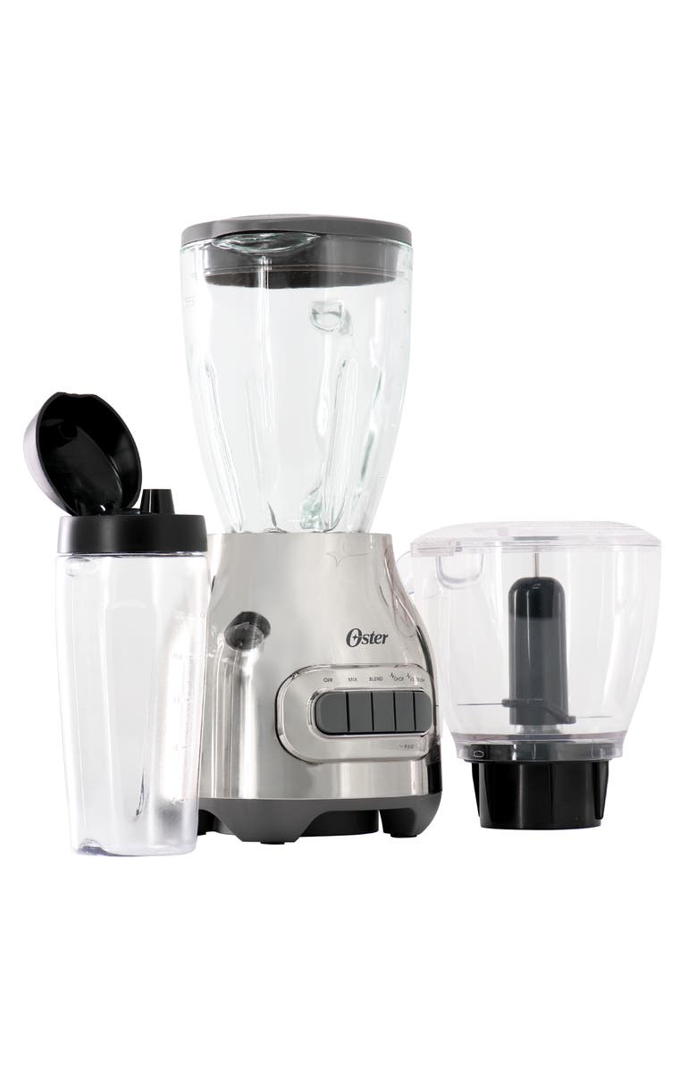 OSTER 3-in-1 Kitchen System 700 Watt Blender with Blend-N-Go Cup in Chrome, Main, color, Silver